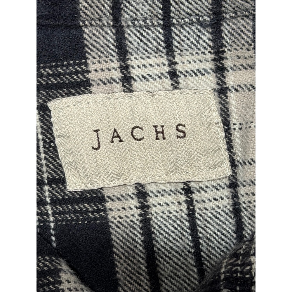 Jachs Mens XL Flannel Shirt Black White Plaid Long Sleeve Button Down Pockets - Picture 2 of 13